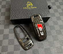 Load image into Gallery viewer, Genuine Carbon Fiber Key Fob Cover Keyring Pack For Audi S3 RS3 GY Model 2021-2023 Exclusive Gift
