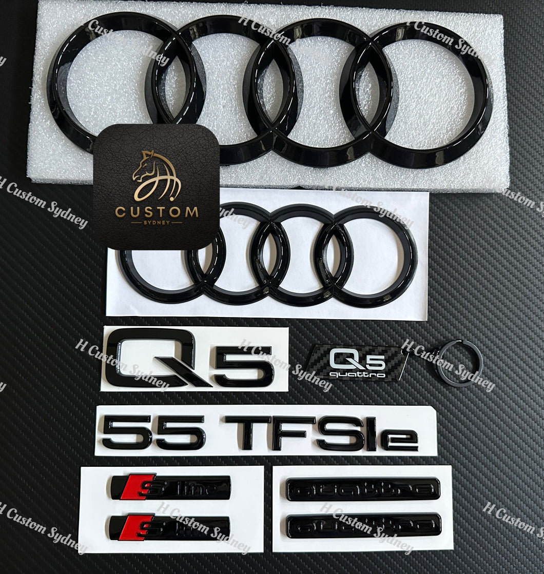 Q5 Gloss Black Full Badges Package For Audi Q5 55TFSIe 50TFSIe 2024 Model Exclusive Pack