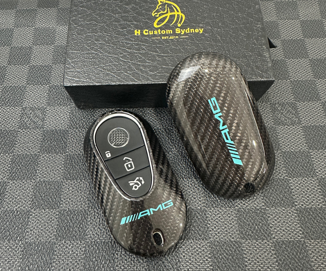 Luxury Carbon Fiber Key Fob Cover Case For Mercedes AMG New C E GLC S EQ Class W206 X254 W223 C236 W214 X290 F1 Petronas Edition Exclusive Made