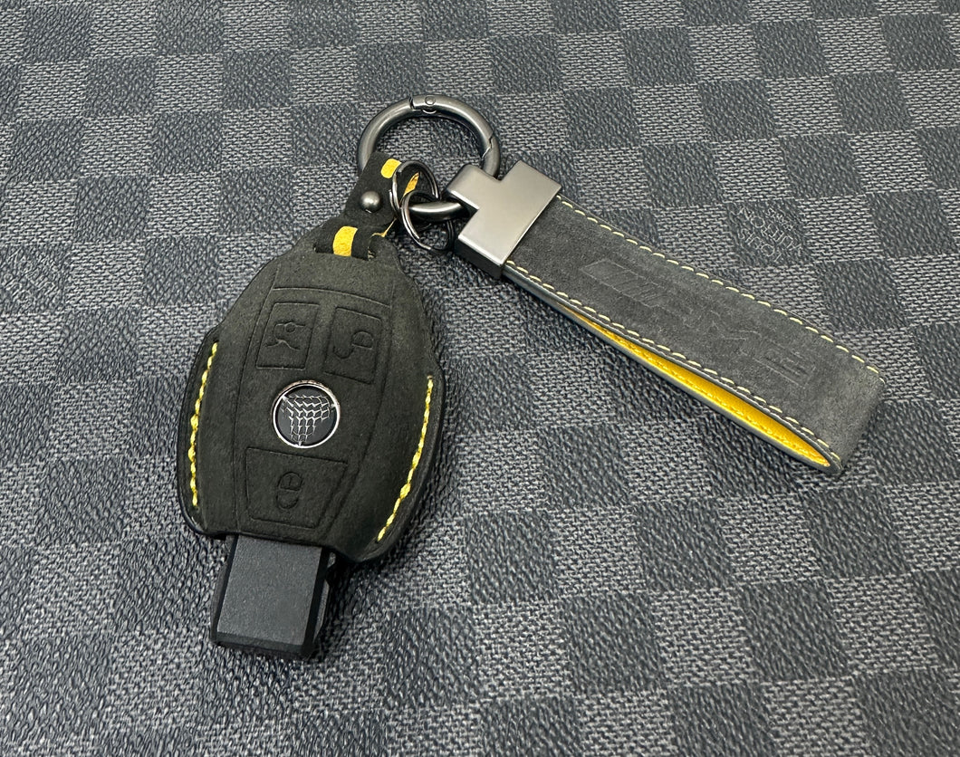 Edition One Alcantara Key Case + Keychain Set – Fits Mercedes Old-Style Triangle Key – Premium Edition