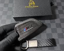 Load image into Gallery viewer, Genuine Carbon Fiber Keyring Key Fob Cover Keychain Pack For BMW M3 M4 M5 M8 Competition Custom Made Exclusive
