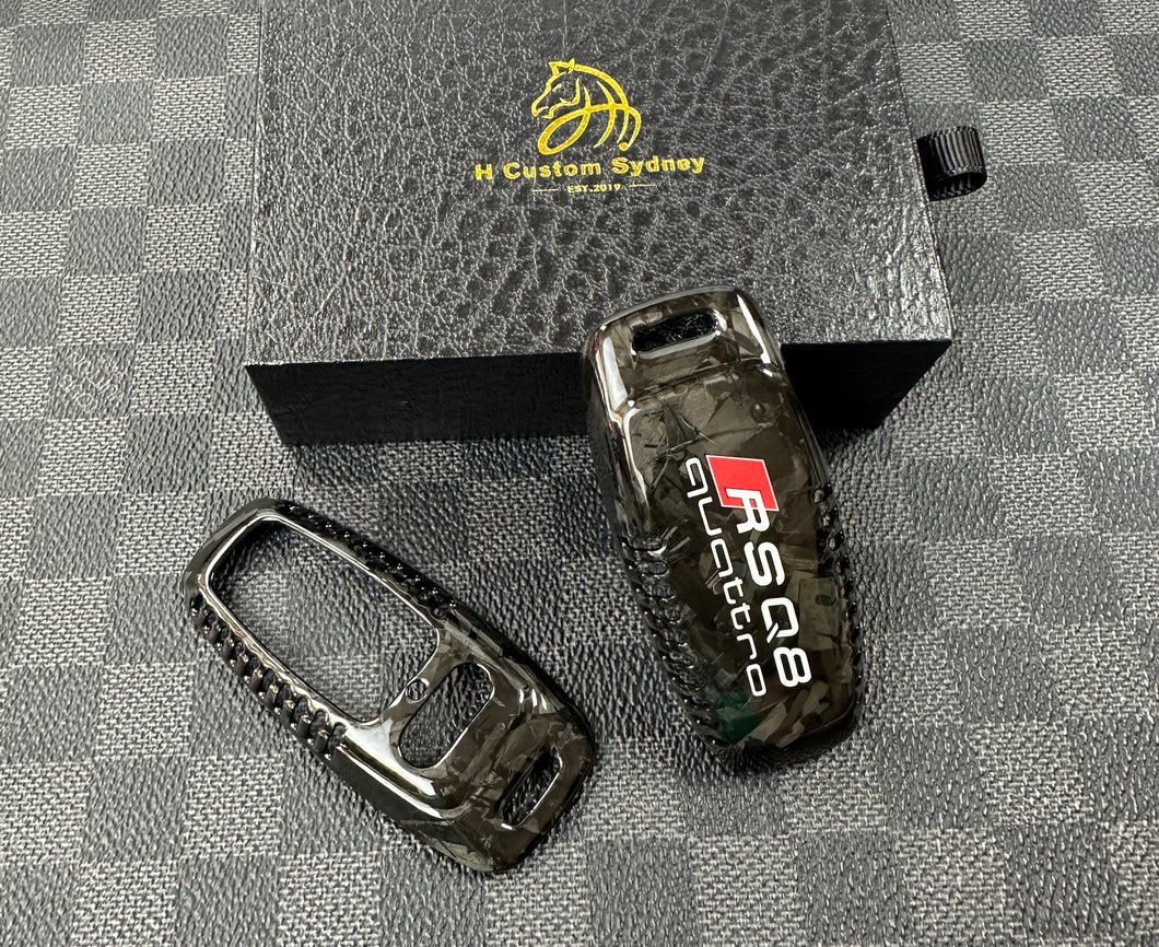 Premium Forged Carbon Fiber Key Fob Cover For Audi RSQ8 SQ8 SQ7 RS7 RS6 RS3 S3 S7 S6 Exclusive Made