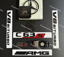 Load image into Gallery viewer, Gloss Black C63S AMG V8 BITURBO Badges Emblems Package W205 C205 S205 A205 2019-2023 Exclusive Pack
