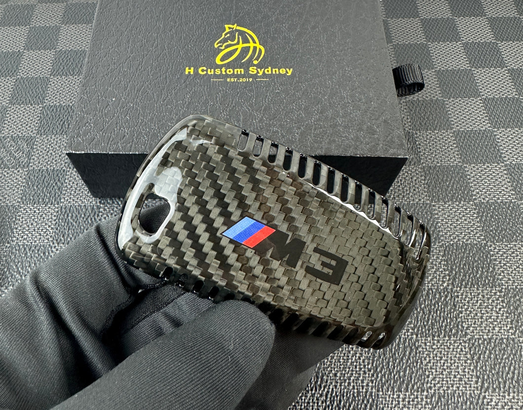 Genuine Carbon Fiber Keyring Key Fob Cover For BMW M3 M3 CS M4 M4 CS  Custom Made