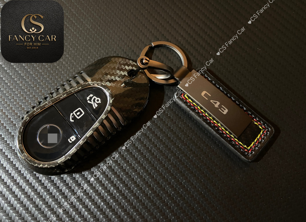 W206 C43 Premium Genuine Carbon Fiber Key Fob Cover Case Fit For Mercedes W206 C43 Custom Made Exclusive Gift