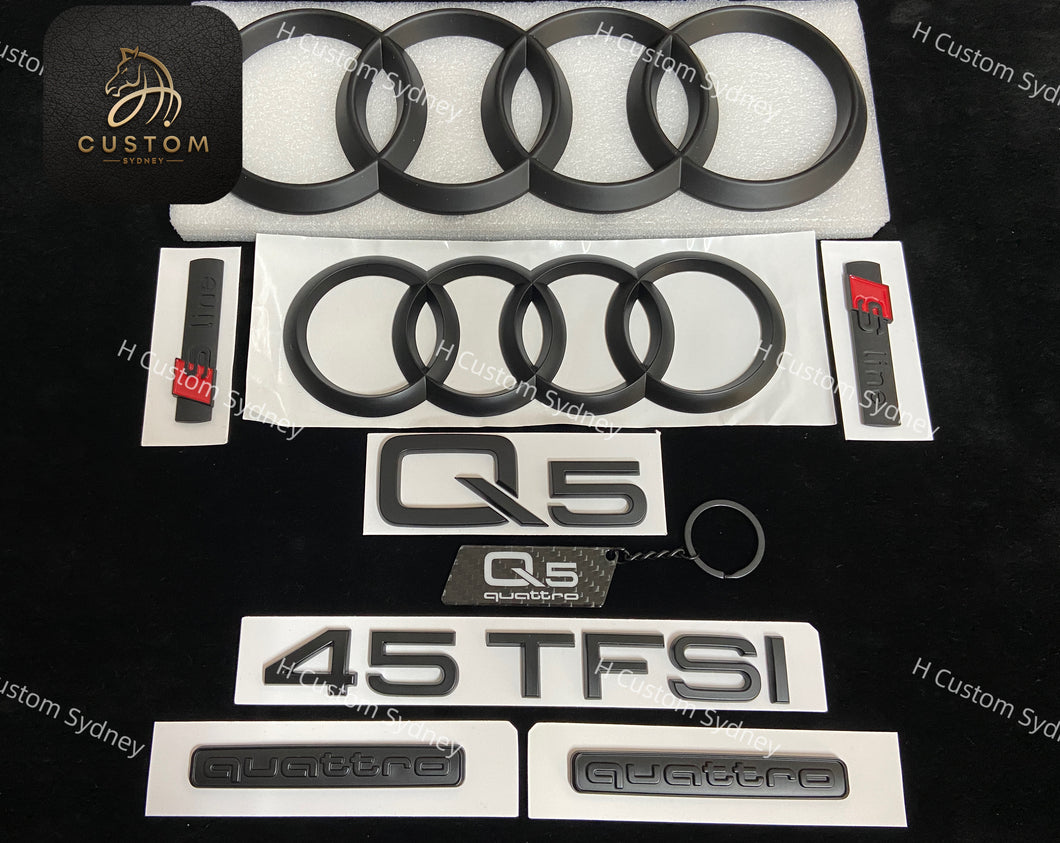 Q5 Matte Black Full Badges Package For Audi Q5 45TFSI Exclusive Pack