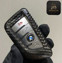 Load image into Gallery viewer, M50i Genuine Carbon Fiber Keyring Key Fob Cover For BMW X5 X6 X7 M50i Model Custom Made Exclusive Gift
