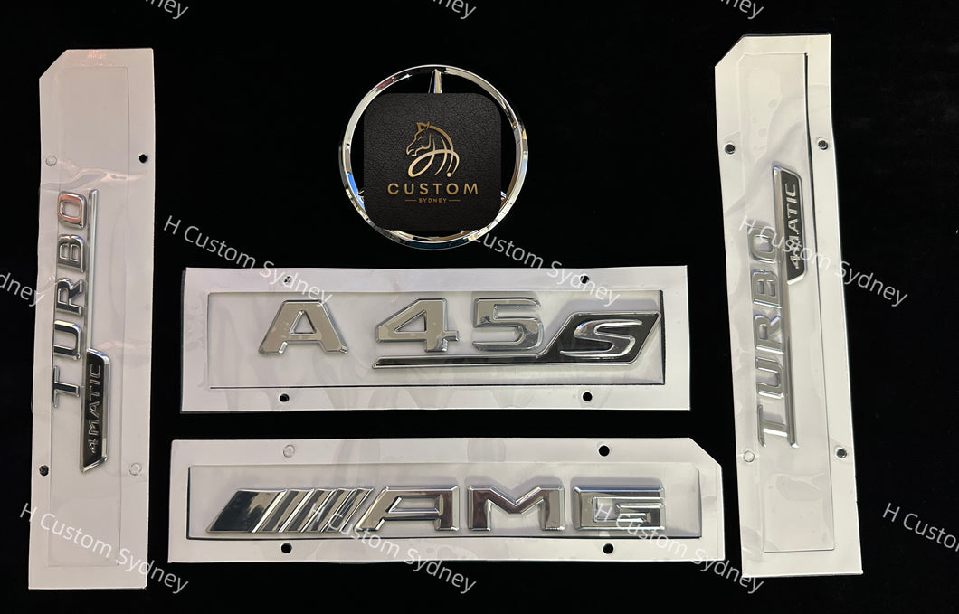 A45S Chrome Full Badges Emblems Package For Mercedes A45S W177