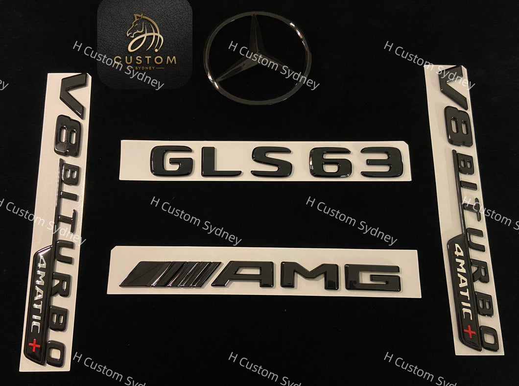 Gloss Black GLS63 Badges Package For Mercedes GLS63 X167 2021-2024 Exclusive Pack