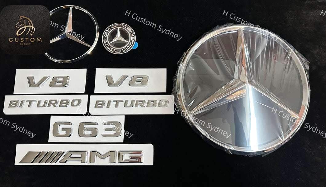 Chrome Silver G63 Full badges Package for Mercedes G63 2019-2023 Exclusive Pack