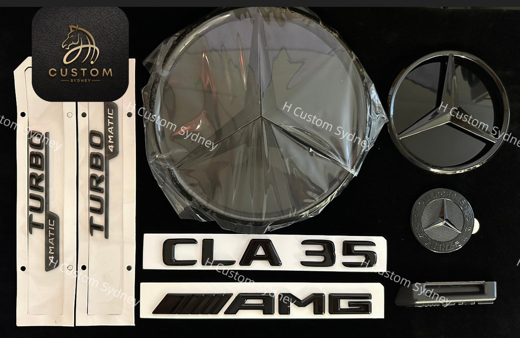 CLA35 Full Black Badges Package For Mercedes CLA35 C118 Exclusive Pack