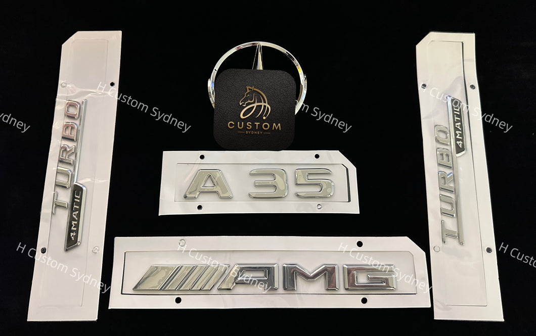 A35 Chrome Full Badges Emblems Package For Mercedes A35 W177 V177 OEM Pack