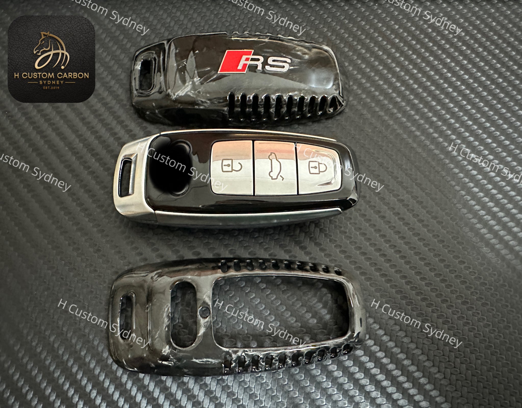 Premium Genuine Carbon Fiber Key Cover Keyring Package for Audi RS3 RS ...