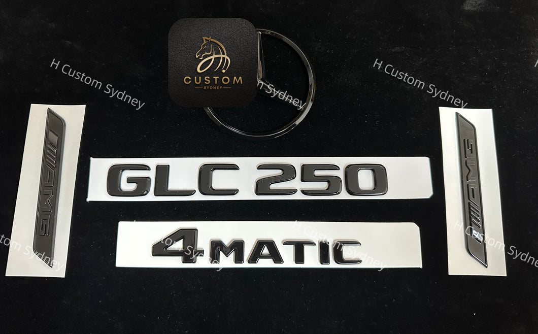 GLC250 Gloss Black Badges Package For Mercedes GLC250 X253 Wagon C253 Coupe Exclusive Pack