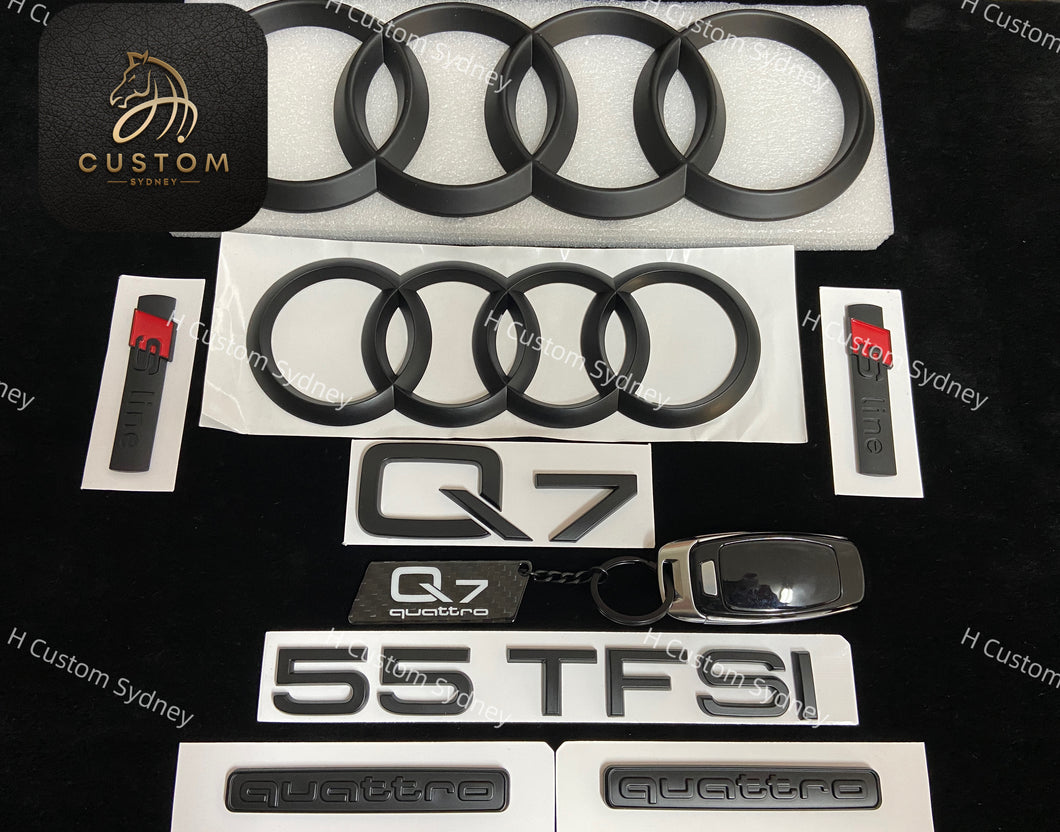 Q7 Matte Black Badges Pack For Audi Q7 55TFSI Exclusive Edition