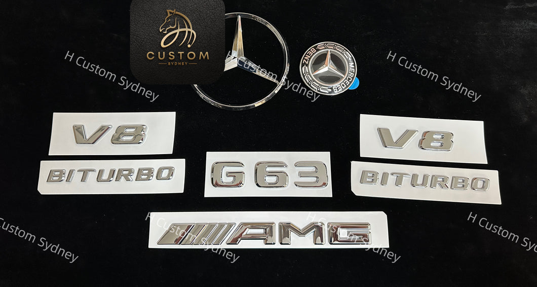 Chrome Silver G63 Badges Package For Mercedes G63 AMG W463 W464 2013-2023 models Exclusive Pack