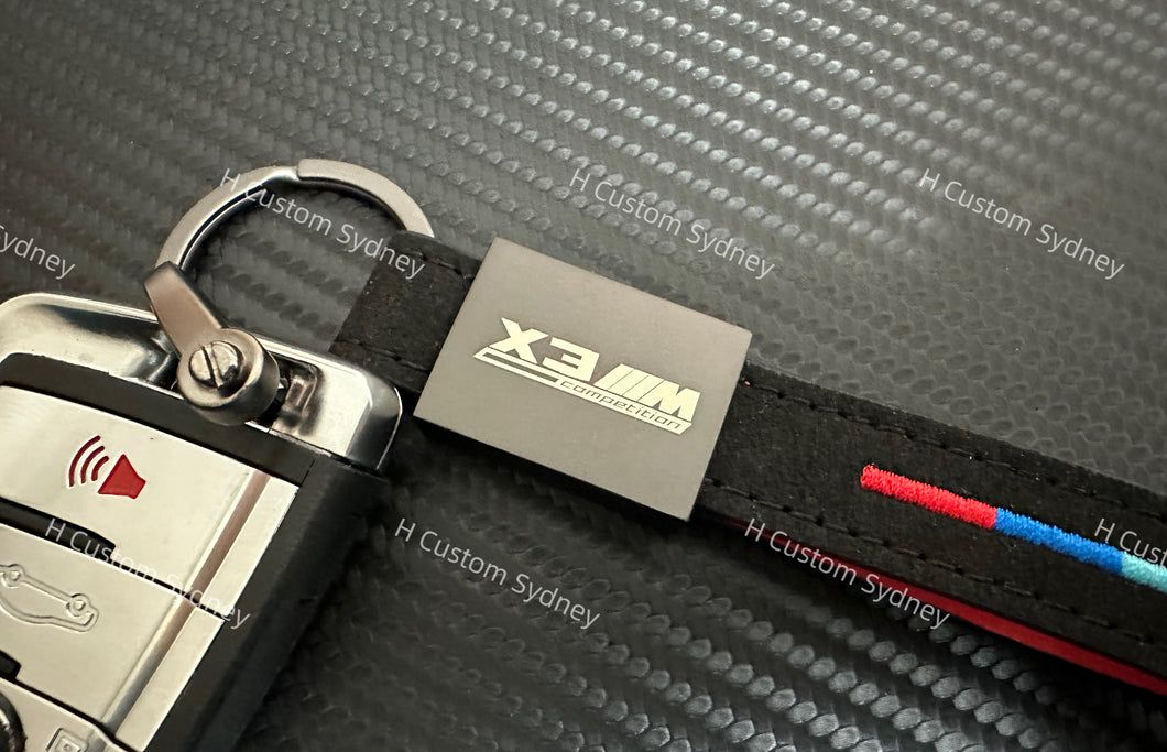 Premium Alcantara Keychain Keyring For BMW X3M X4M X5M X6M Competition Custom Made Exclusive Gift