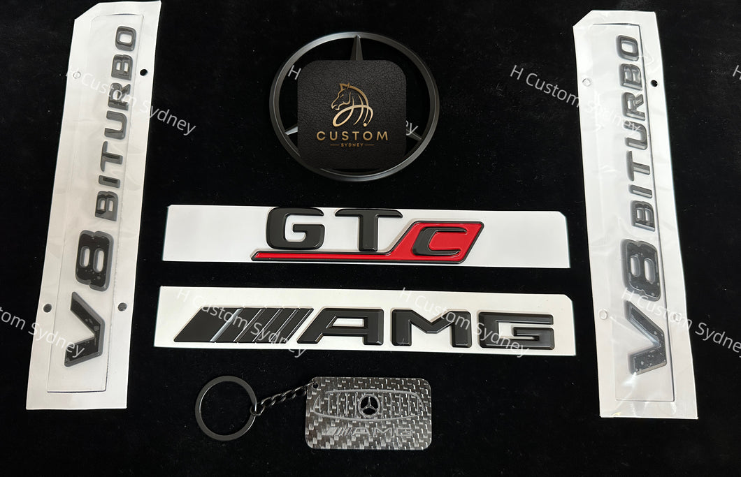 Matte Black Full Badges Package For Mercedes amg GTC C190 Exclusive Pack