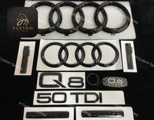 Load image into Gallery viewer, Q8 Gloss Black Full Black Badges Package For Audi Q8 50TDI 55TFSI Exclusive Pack
