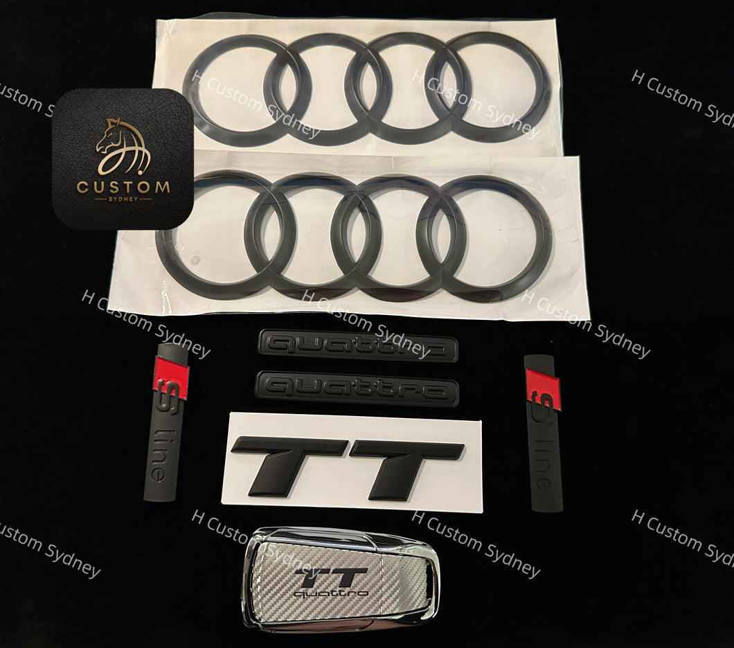 TT Matte Black Badges Package For Audi TT MK3 Sline Quattro Exclusive Pack