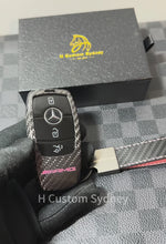 Load and play video in Gallery viewer, Luxury Genuine Carbon Fiber Key Cover Case For Mercedes AMG Model A C E CLA GLC GLE GLS Class Custom Made Limited Pink Edition
