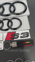 Load and play video in Gallery viewer, S3 Gloss Black Full Badges Emblems Package For Audi S3 8V 2014-2020 Exclusive Pack
