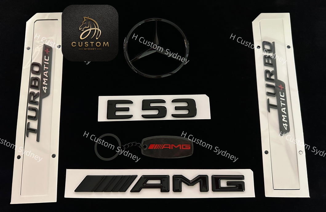 Gloss Black E43 E53 Badges Package For Mercedes E43 E53 W213 A238 C238 Exclusive Pack