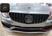 Load image into Gallery viewer, Gloss Black AMG GT Grille Front Bumper Package Set For Mercedes C63s W205 C205 S205 A205 2015-2018 Models
