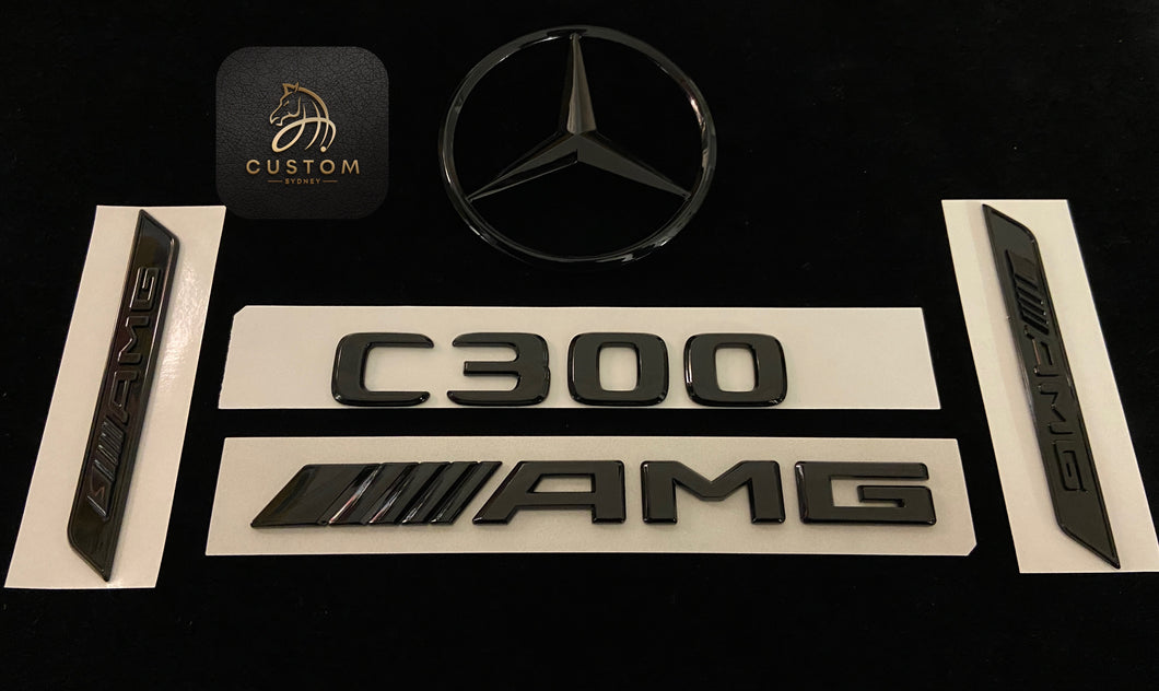 Gloss Black Badges Package For Mercedes AMG C300 C200 W206 ONLY