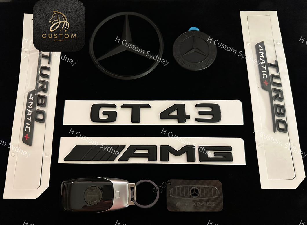 Matte Black GT43 Full Badges Package For Mercedes AMG GT43 X290 Exclusive Pack