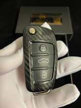 Load image into Gallery viewer, Genuine Carbon Fiber Keyring Key Fob Cover Package For Audi RS3 S3 RSQ3 Q2 Q3 R8 Custom Made Exclusive Gift
