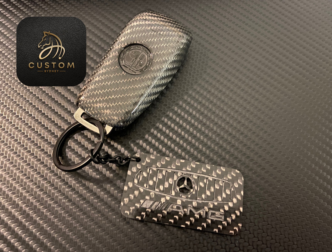 Genuine Carbon Fiber Key Fob Cover Keyring Package For Mercedes G63 W464 Exclusive Pack