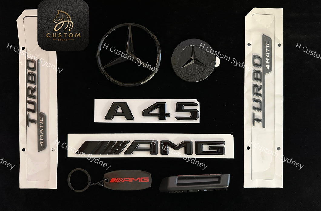 Gloss Black A45 Badges Package For Mercedes AMG A45 W176 Exclusive Pack