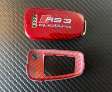 Load image into Gallery viewer, Genuine Carbon Fiber Keyring Key Fob Cover Package For Audi RS3 S3 RSQ3 Q3 Custom Made
