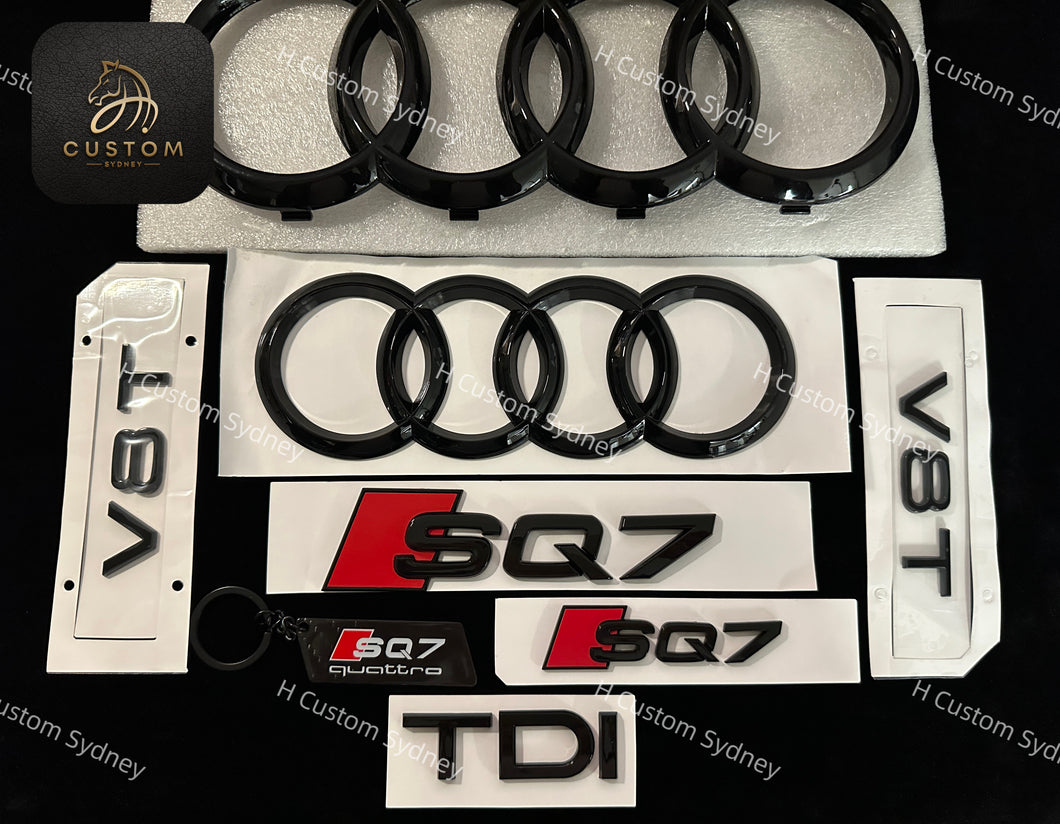 SQ7 Gloss Black Full Badges Set For Audi SQ7 4M 2016-2023