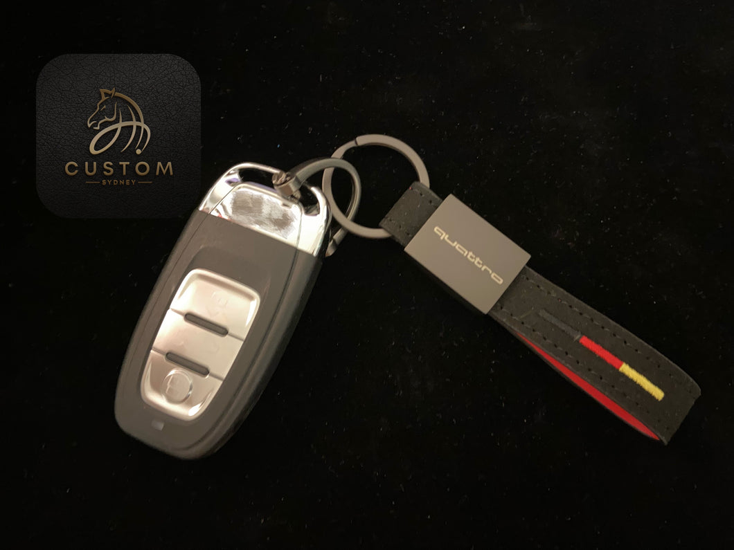 Quattro Logo Alcantara Keyring For Audi models Custom Gift