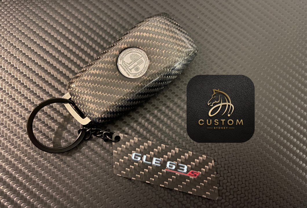 Genuine Carbon Fiber Key Fob Cover Keyring Pack For Mercedes GLE63s Custom Made