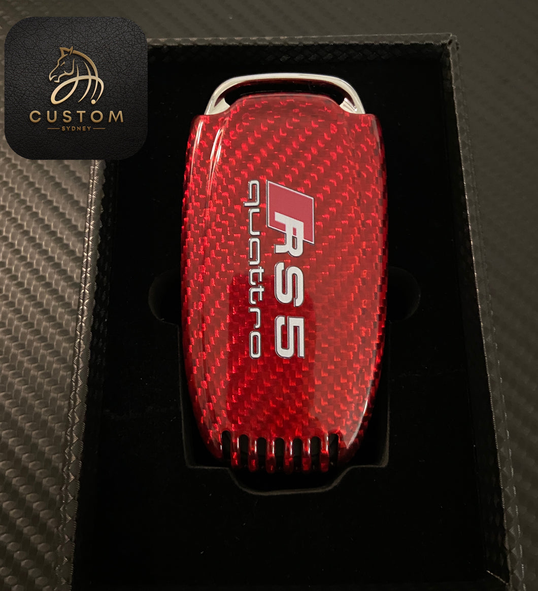 Genuine Carbon Fiber Keyring key Fob Cover Package For Audi RS5 RS6 RS7 S5 S6 S7 SQ5 old model Custom Made