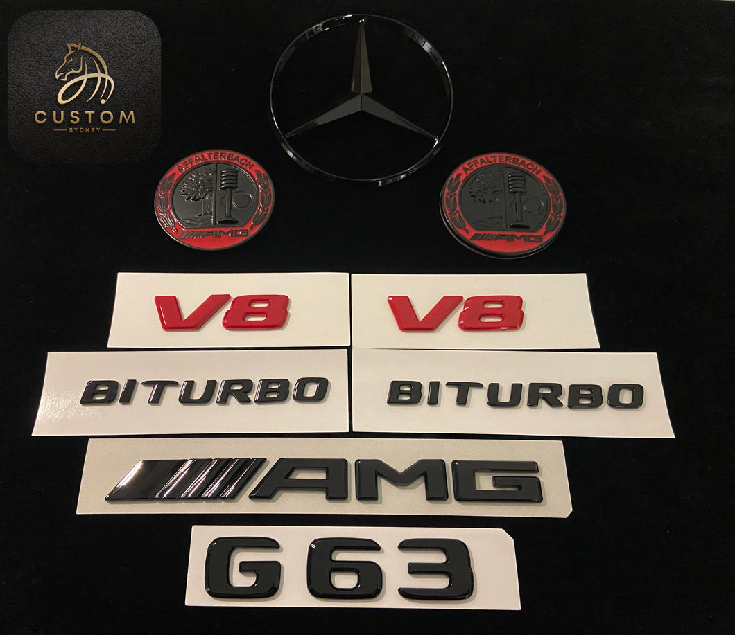 Gloss Black G63 Badges Package For Mercedes G63 AMG W463 W464 Exclusive Pack