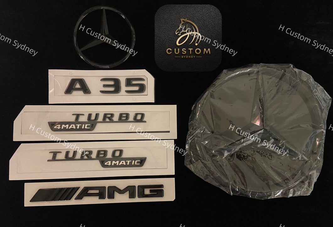 All Black A35 Full badges Package for Mercedes A35 W177 V177 Exclusive Pack