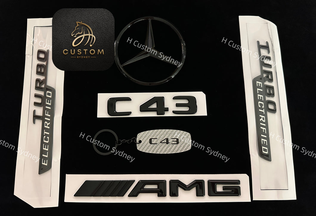 Gloss Black C43 Badges Package For Mercedes AMG C43 W206 ONLY