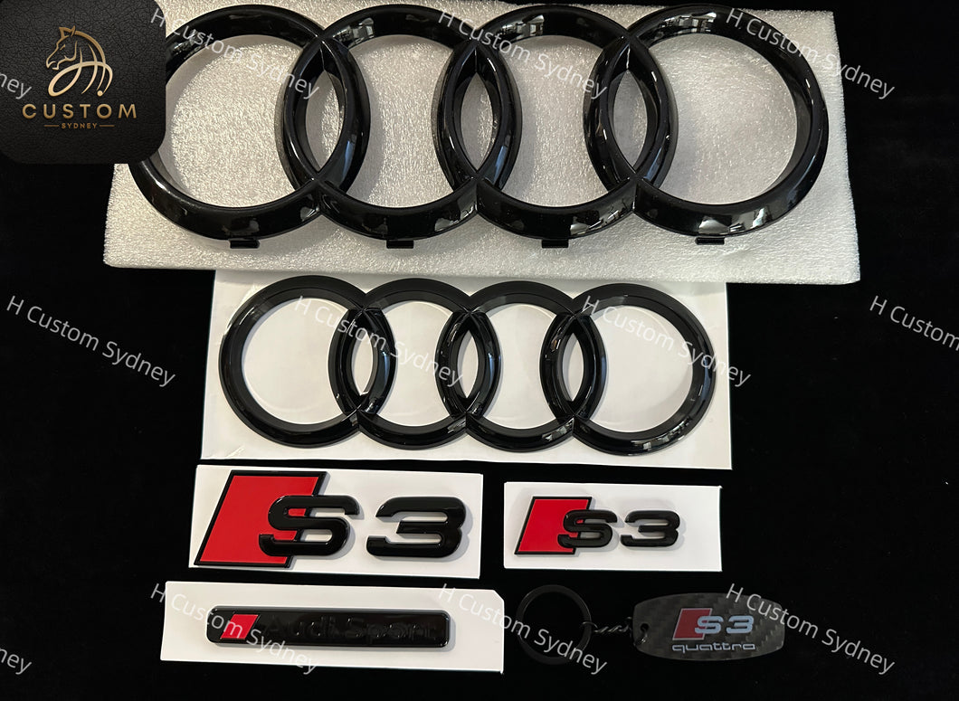 Gloss Black S3 Badges Package For Audi S3 GY  2021-2024 ONLY Exclusive Pack