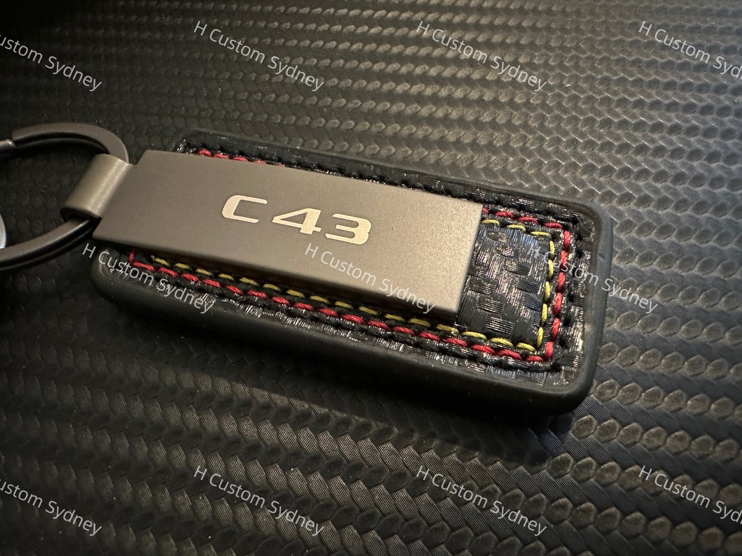 C43 Carbon fiber Keyring Keychain For Mercedes C43 AMG Models Custom Gift