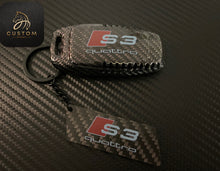 Load image into Gallery viewer, Genuine Carbon Fiber Key Fob Cover Keyring Pack For Audi S3 RS3 GY Model 2021-2023 Exclusive Gift
