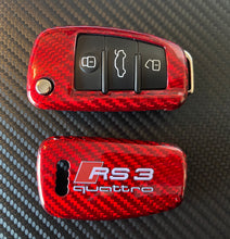 Load image into Gallery viewer, Genuine Carbon Fiber Keyring Key Fob Cover Package For Audi RS3 S3 RSQ3 Q3 Custom Made
