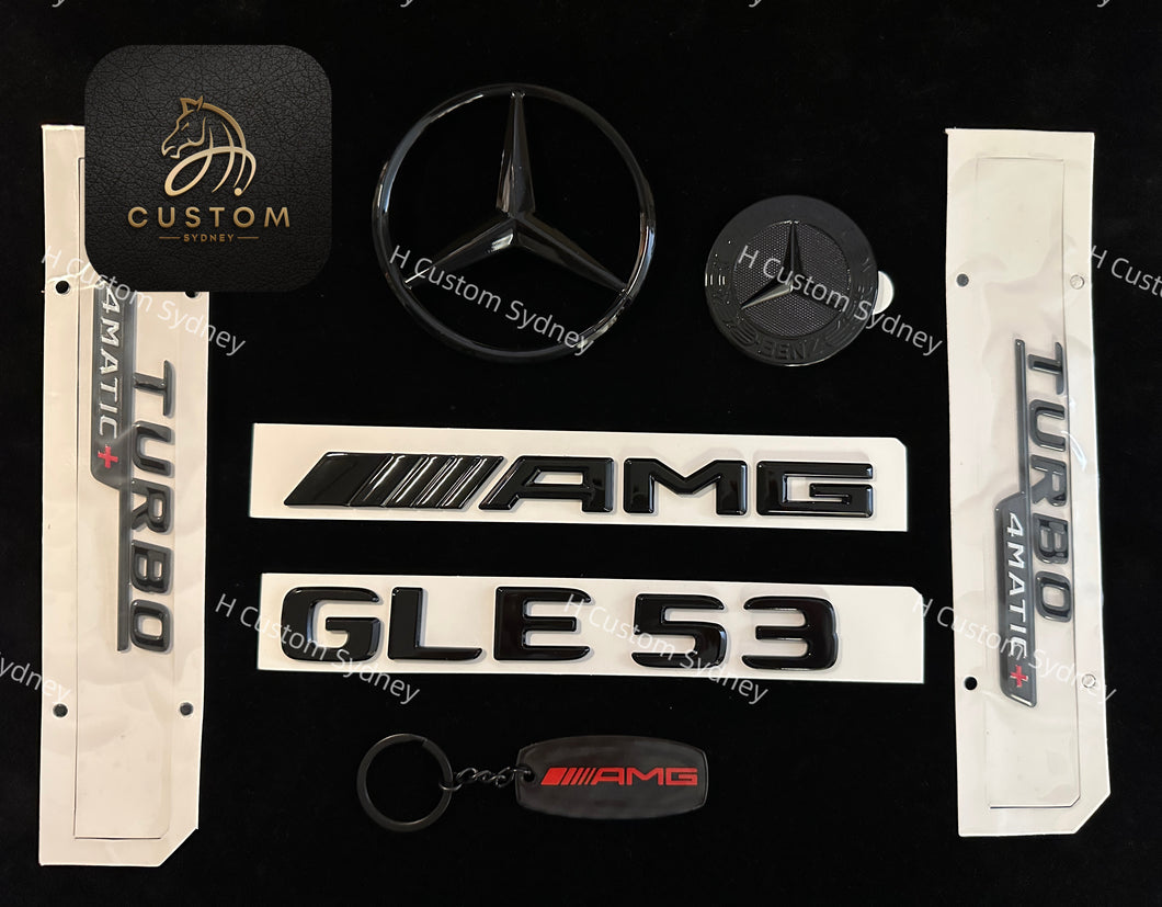 GLE53 Gloss Black Badges Emblems Package For Mercedes GLE53 V167  C167 Exclusive Pack