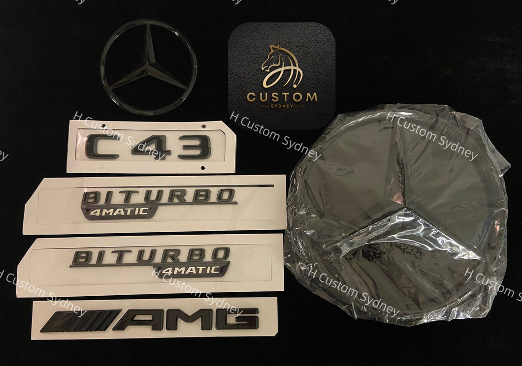 All Black C43 Full badges Package for Mercedes C43 2015-2018 Exclusive Pack