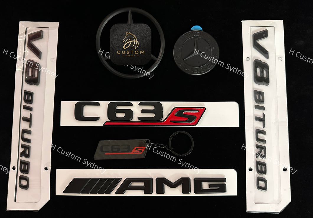 Matte Black C63S Badges Package For Mercedes C63s 2019-2023 Models