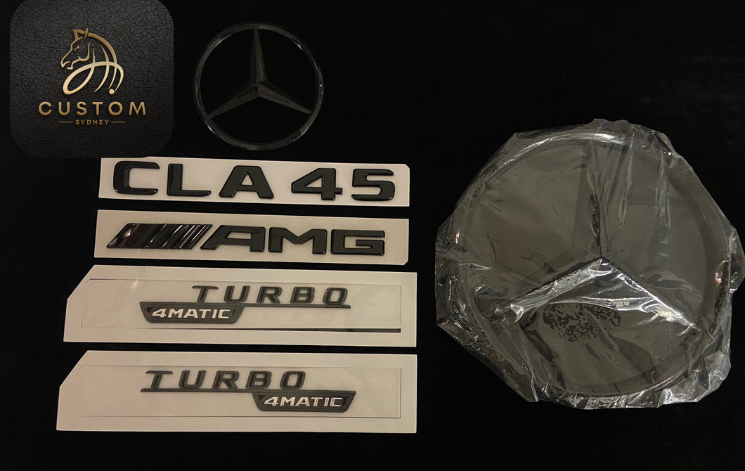 All Black CLA45 Full badges Package for Mercedes CLA45 C117 2015-2019 Exclusive Pack