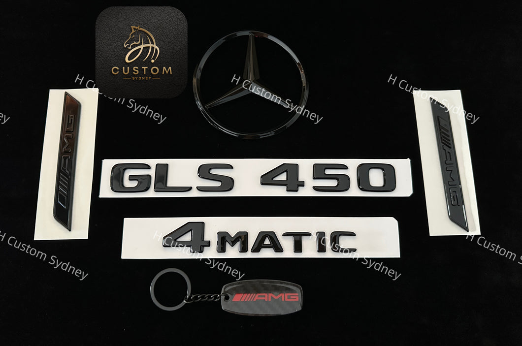 GLS450 Gloss Black Full Badges Package For Mercedes GLS450 X167 AMG Model Exclusive Pack